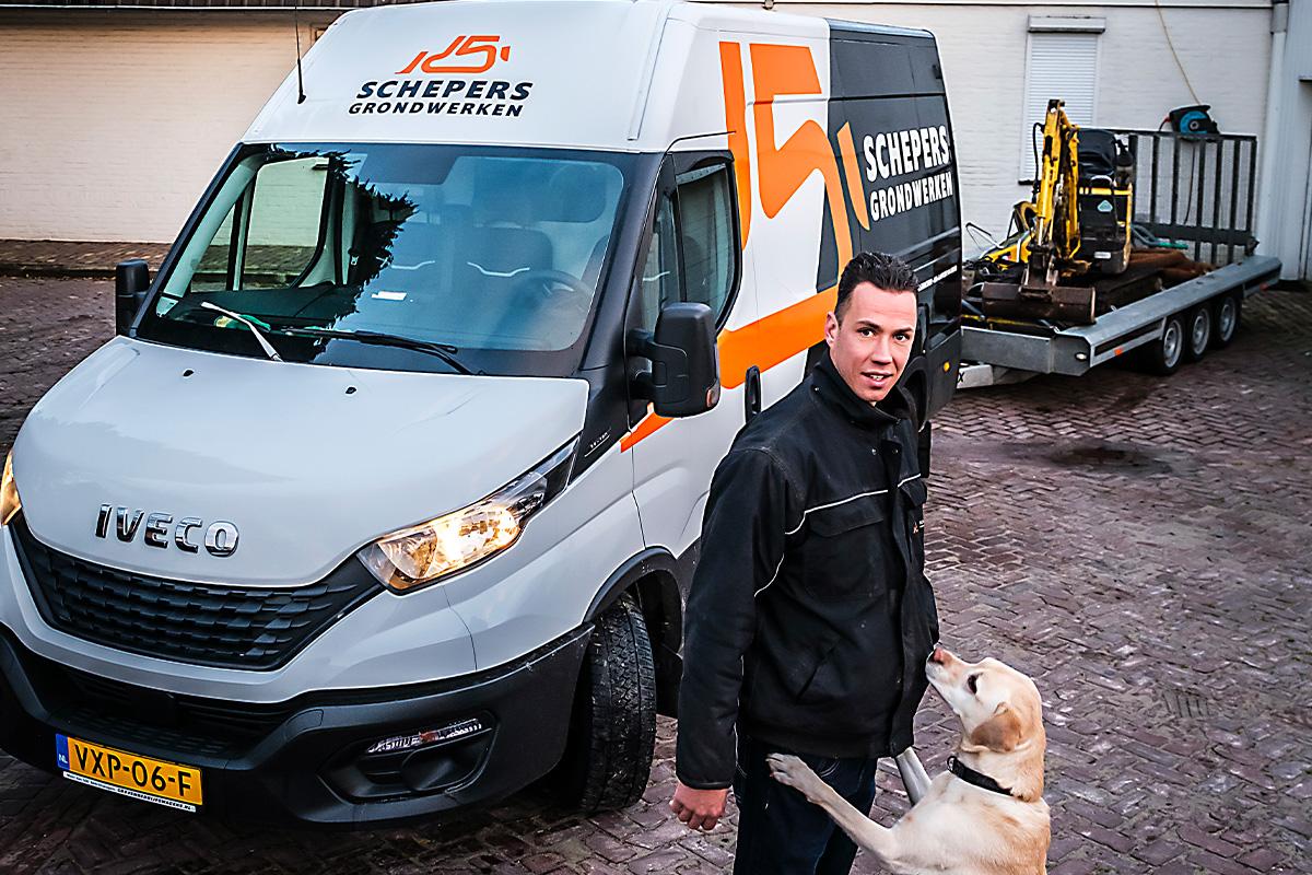 Schepers Grondwerken, Grondig 10, Jarno, minikraan, bestelbusje, 2023