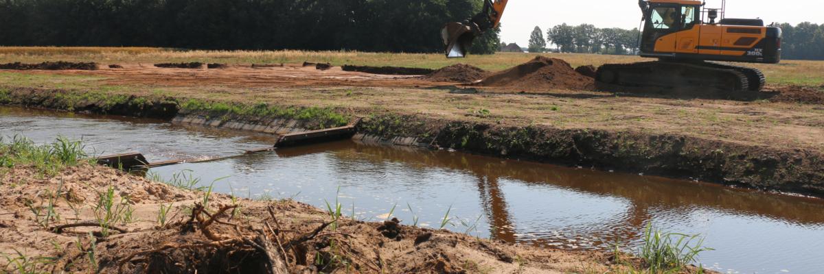 Kraan, graven, sloot, waterkant, bodem