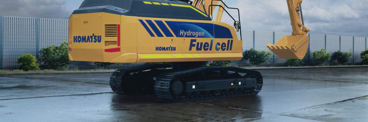 komatsu concept hydrogen graafmachine met brandstofcel